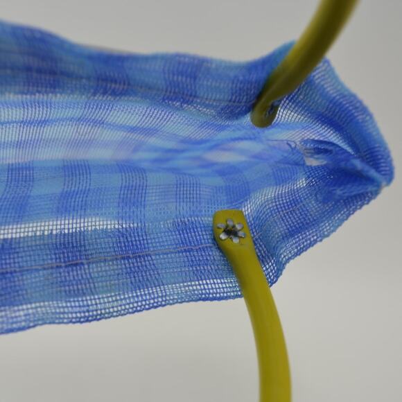 Mexican Mercado Mini Mesh Bag 7" Striped Unique Recyclable Blue - Picture 9 of 10